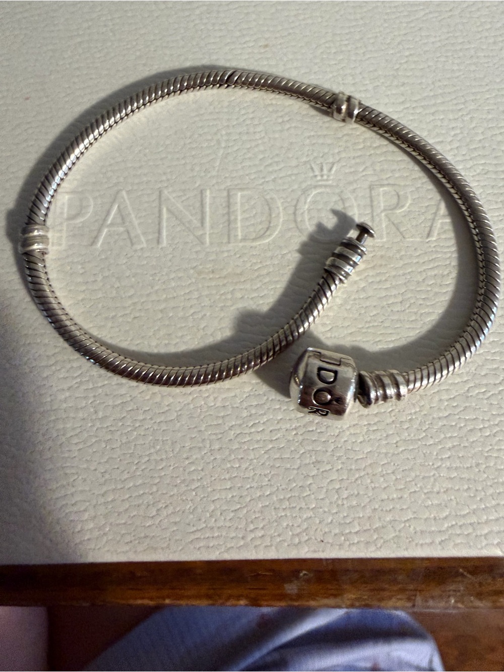 Pandora Silver Snake Charm Bracelet with Logo Barrel Clasp